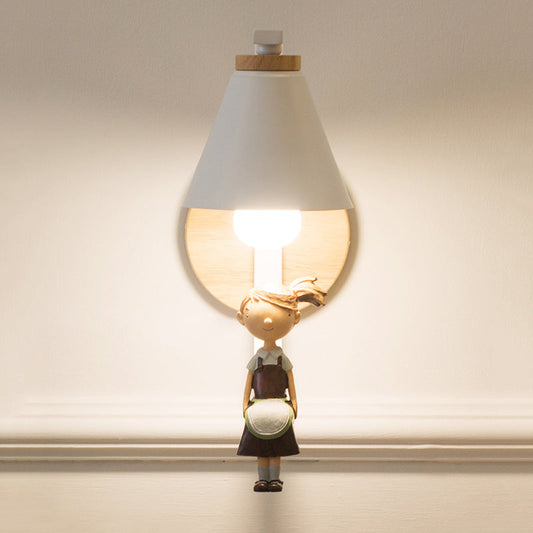 Vivolux | 1 Licht Trichter Schirm Wandleuchte Nordic Stil Metall Wandlampe für Kinder Schlafzimmer Küche