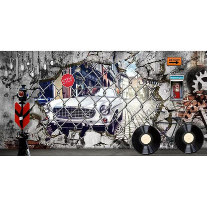 Vivolux | Dekorative 3D Visual Wandtapete Vliesstoff Retro Wandverkleidung für das Wohnzimmer