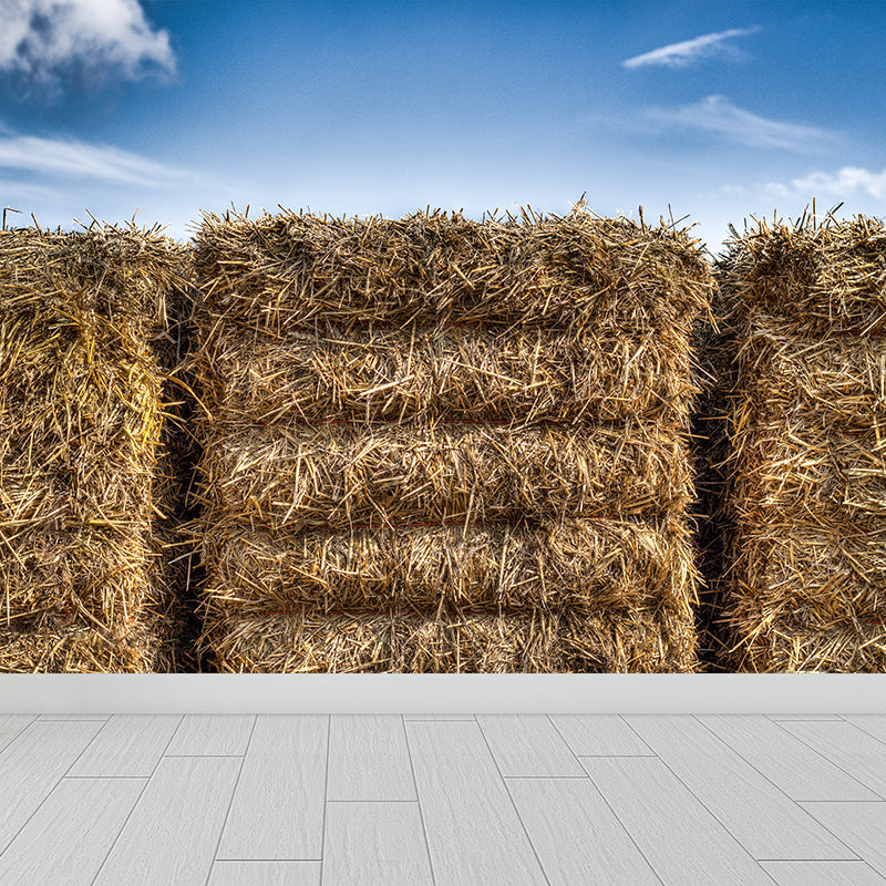 Vivolux | Moderne Scenery Gestapelde Hooi Muur Donkere Kleur Vlekbestendige Wanddecoratie voor Slaapkamer