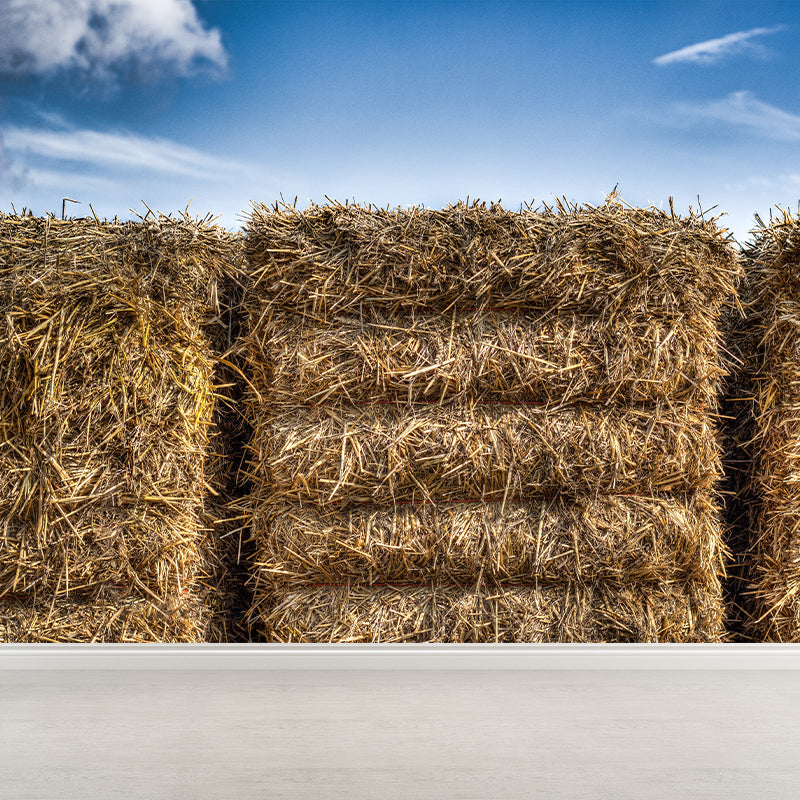 Vivolux | Moderne Scenery Gestapelde Hooi Muur Donkere Kleur Vlekbestendige Wanddecoratie voor Slaapkamer