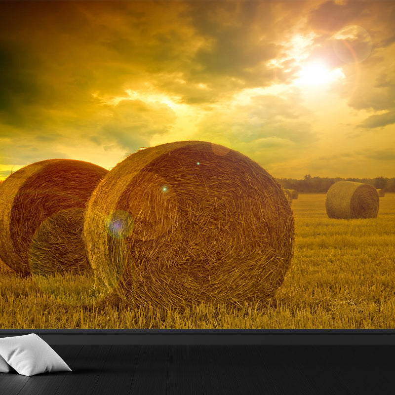 Vivolux | Farmland Heuballen Wandtapete Zeitgenössisches Vliesbehang Wanddekoration für Zuhause