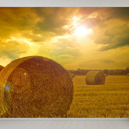 Vivolux | Farmland Heuballen Wandtapete Zeitgenössisches Vliesbehang Wanddekoration für Zuhause
