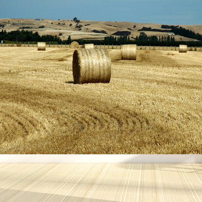 Vivolux | Farmland Heuballen Wandtapete Zeitgenössisches Vliesbehang Wanddekoration für Zuhause