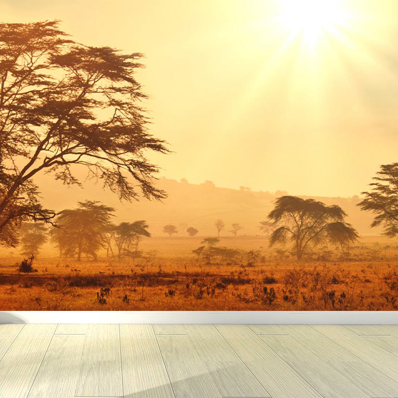 Vivolux | Cloudrijke boslandschap muur tattoo hedendaagse non-woven wandbedekking in zachte kleuren