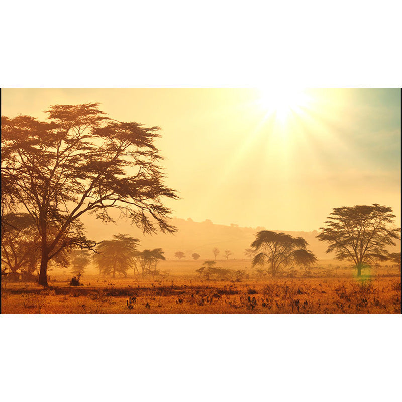 Vivolux | Cloudrijke boslandschap muur tattoo hedendaagse non-woven wandbedekking in zachte kleuren