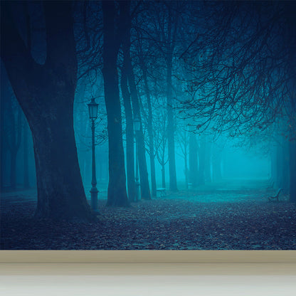 Vivolux | Cloudrijke boslandschap muur tattoo hedendaagse non-woven wandbedekking in zachte kleuren