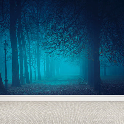 Vivolux | Cloudrijke boslandschap muur tattoo hedendaagse non-woven wandbedekking in zachte kleuren