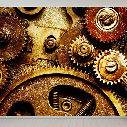 Vivolux | Dunkle Farbgear Tapete Mural Metall Steampunk Wasserabdichtung Wandkunst für Garage