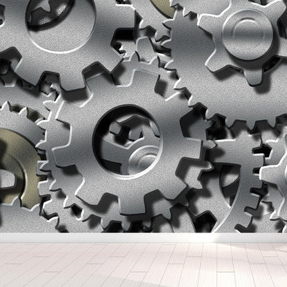 Vivolux | Dunkle Farbgear Tapete Mural Metall Steampunk Wasserabdichtung Wandkunst für Garage