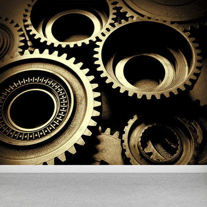 Vivolux | Dunkle Farbgear Tapete Mural Metall Steampunk Wasserabdichtung Wandkunst für Garage