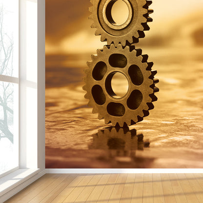 Vivolux | Fotografisches Zahnrad Tapete für Hausinterieur, Sanfte Farbe, Anpassbare Größe