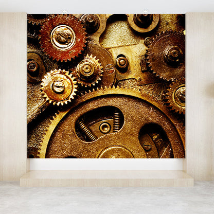 Vivolux | Fotografisches Zahnrad Tapete für Hausinterieur, Sanfte Farbe, Anpassbare Größe