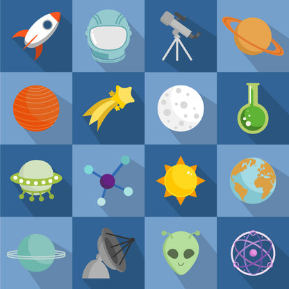 Vivolux | Astronomie Buitenruimte Muur Decal Kids Stijl Niet-geweven Stof Wanddecoratie in Donkere Kleur