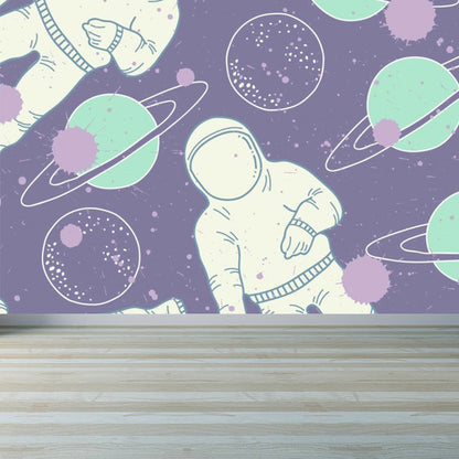 Vivolux | Astronomie Buitenruimte Muur Decal Kids Stijl Niet-geweven Stof Wanddecoratie in Donkere Kleur