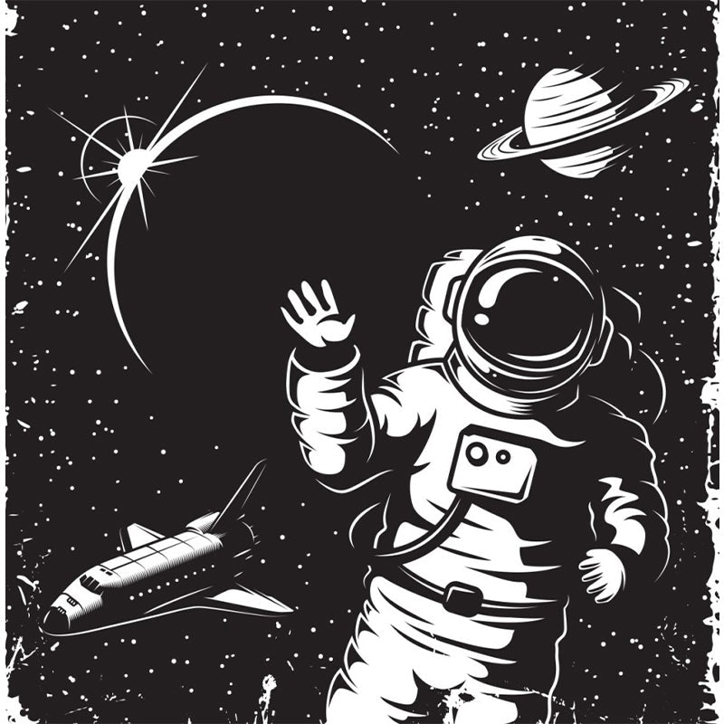 Vivolux | Astronomie Buitenruimte Muur Decal Kids Stijl Niet-geweven Stof Wanddecoratie in Donkere Kleur