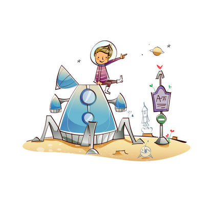 Vivolux | Donkere kleur ruimteschip behang universum kinderen vochtbestendig wandbedekking