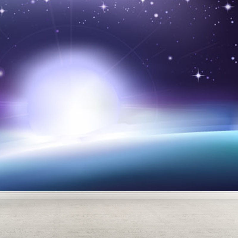 Vivolux | Donkere kleur ruimteschip behang universum kinderen vochtbestendig wandbedekking