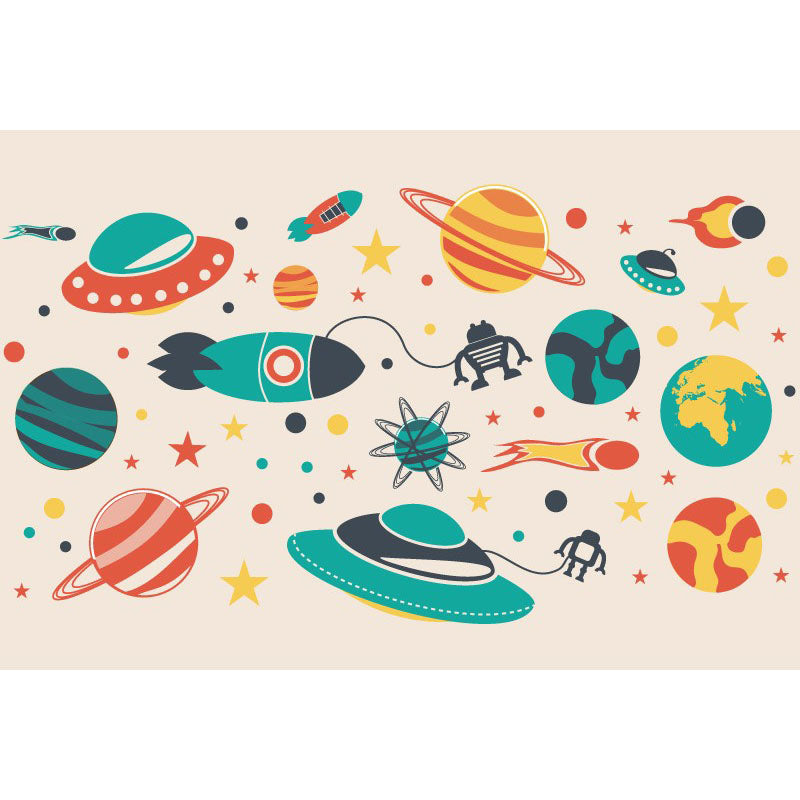Vivolux | Donkere kleur ruimteschip behang universum kinderen vochtbestendig wandbedekking
