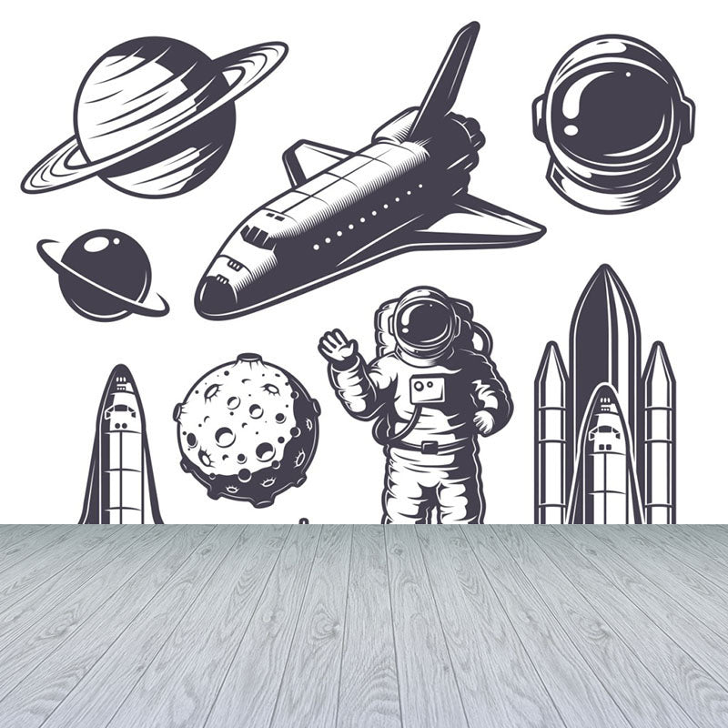 Vivolux | Kinder Cosmos Raumschiff Wandmural Sanfte Farbe Wasserabweisende Wandkunst für Jungenzimmer
