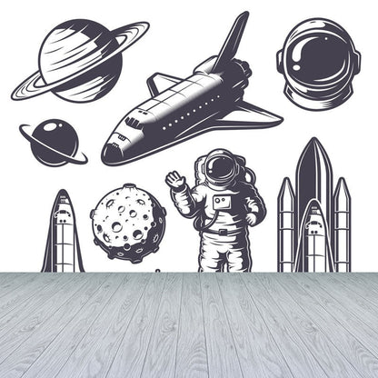 Vivolux | Kinder Cosmos Raumschiff Wandmural Sanfte Farbe Wasserabweisende Wandkunst für Jungenzimmer