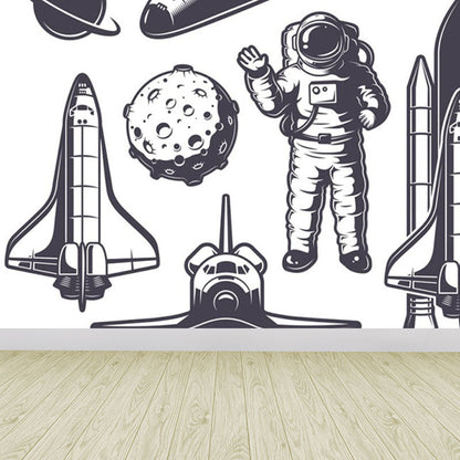 Vivolux | Kinder Cosmos Raumschiff Wandmural Sanfte Farbe Wasserabweisende Wandkunst für Jungenzimmer