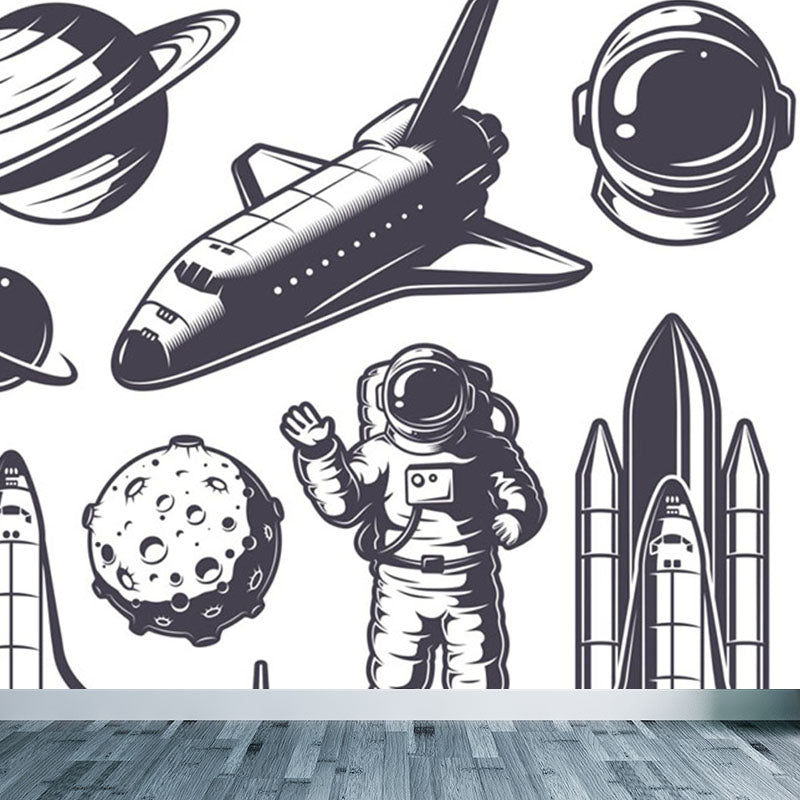 Vivolux | Kinder Cosmos Raumschiff Wandmural Sanfte Farbe Wasserabweisende Wandkunst für Jungenzimmer