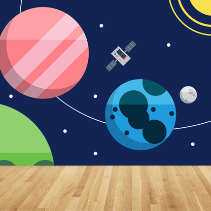 Vivolux | Kinder Cosmos Raumschiff Wandmural Sanfte Farbe Wasserabweisende Wandkunst für Jungenzimmer