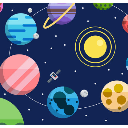 Vivolux | Kinder Cosmos Raumschiff Wandmural Sanfte Farbe Wasserabweisende Wandkunst für Jungenzimmer