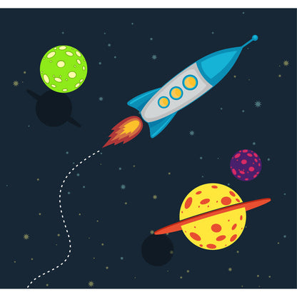 Vivolux | Kinder Cosmos Raumschiff Wandmural Sanfte Farbe Wasserabweisende Wandkunst für Jungenzimmer