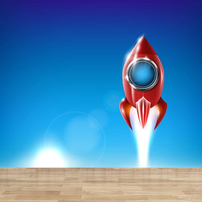 Vivolux | Kinder Cosmos Raumschiff Wandmural Sanfte Farbe Wasserabweisende Wandkunst für Jungenzimmer