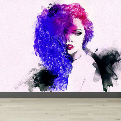 Vivolux | Illustration Frau Modell Wandbild Aufkleber für Mädchen Schlafzimmer, Helle Farbe, Maßgefertigt