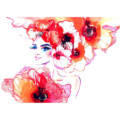 Vivolux | Glam Girl Zeichnung Wandtapete Vlies Stoff Fleckenresistente Pastell Wandverkleidung für Raum