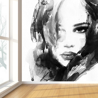 Vivolux | Glam Girl Zeichnung Wandtapete Vlies Stoff Fleckenresistente Pastell Wandverkleidung für Raum