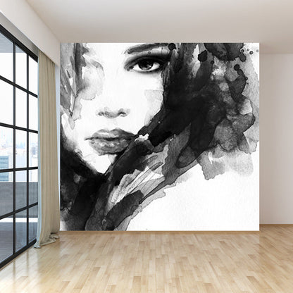 Vivolux | Glam Girl Zeichnung Wandtapete Vlies Stoff Fleckenresistente Pastell Wandverkleidung für Raum