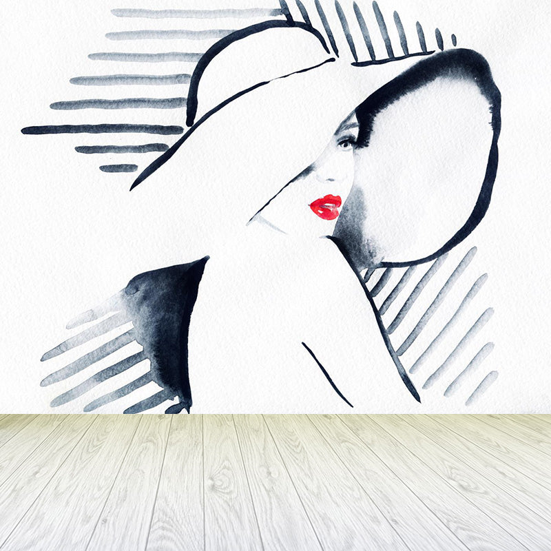 Vivolux | Glam Girl Zeichnung Wandtapete Vlies Stoff Fleckenresistente Pastell Wandverkleidung für Raum