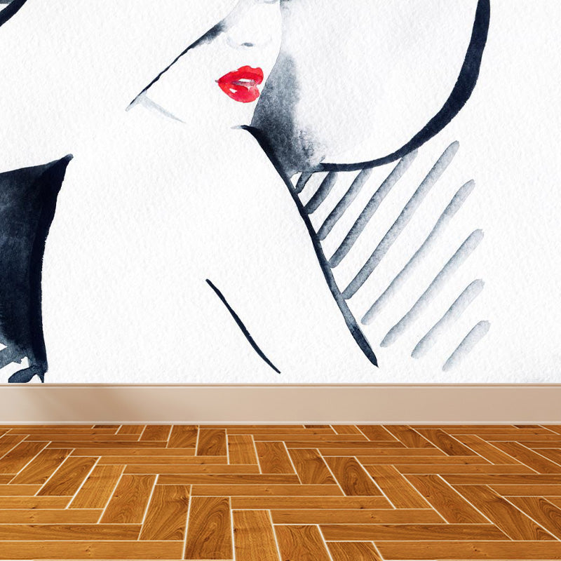 Vivolux | Glam Girl Zeichnung Wandtapete Vlies Stoff Fleckenresistente Pastell Wandverkleidung für Raum