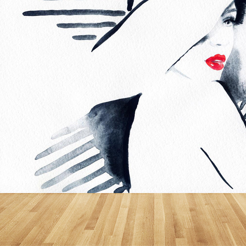 Vivolux | Glam Girl Zeichnung Wandtapete Vlies Stoff Fleckenresistente Pastell Wandverkleidung für Raum