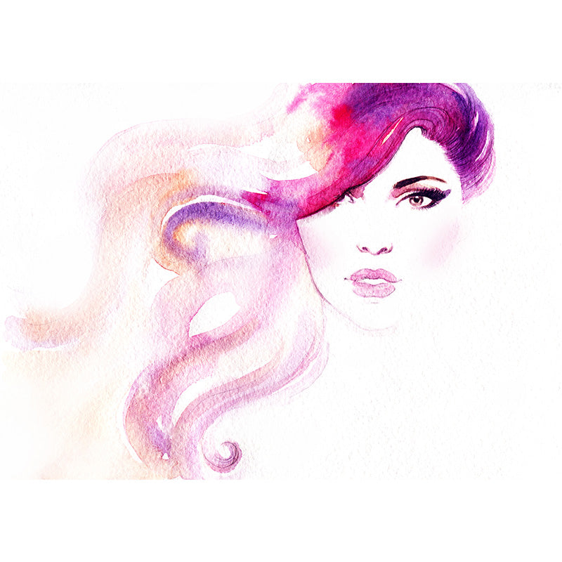 Vivolux | Glam Girl Zeichnung Wandtapete Vlies Stoff Fleckenresistente Pastell Wandverkleidung für Raum