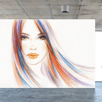 Vivolux | Coole Frau Wandtapete Hausinterieur Figurenzeichnung Wandkunst, Maßanfertigung