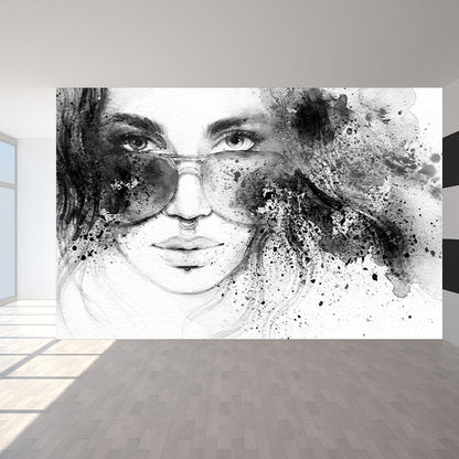 Vivolux | Coole Frau Wandtapete Hausinterieur Figurenzeichnung Wandkunst, Maßanfertigung