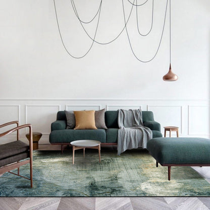 Vivolux | Groen Modernisme Tapijt Polyester Abstract Gebiedstapijt Huisdiervriendelijk Wasbaar Antislip Gebiedstapijt voor Slaapkamer