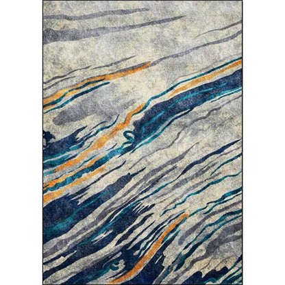 Vivolux | Ungewöhnlicher Multi-Color-Industrieteppich Polyester-Wirbel Streifenmuster Teppich Waschbar Rutschfeste Unterlage Tierfreundlicher Teppich für Zuhause