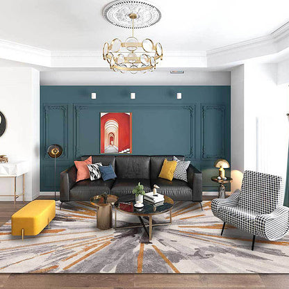 Vivolux | Brauner industrieller Teppich Polyester radialem Muster Teppich haustierfreundlich waschbar rutschfester Teppich für das Schlafzimmer