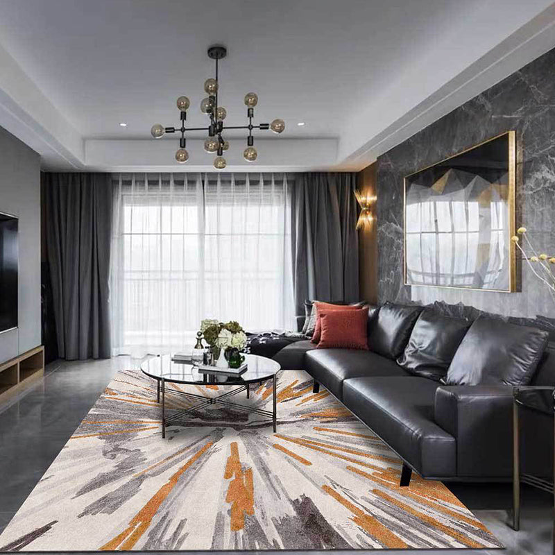 Vivolux | Brauner industrieller Teppich Polyester radialem Muster Teppich haustierfreundlich waschbar rutschfester Teppich für das Schlafzimmer