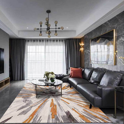 Vivolux | Brauner industrieller Teppich Polyester radialem Muster Teppich haustierfreundlich waschbar rutschfester Teppich für das Schlafzimmer