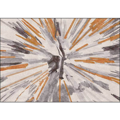 Vivolux | Brauner industrieller Teppich Polyester radialem Muster Teppich haustierfreundlich waschbar rutschfester Teppich für das Schlafzimmer