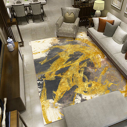 Vivolux | Modernistische Abstracte Tapijt Goud Polyester Vloerkleed Antislip Huisdiervriendelijk Wasbaar Tapijt voor Zithoek