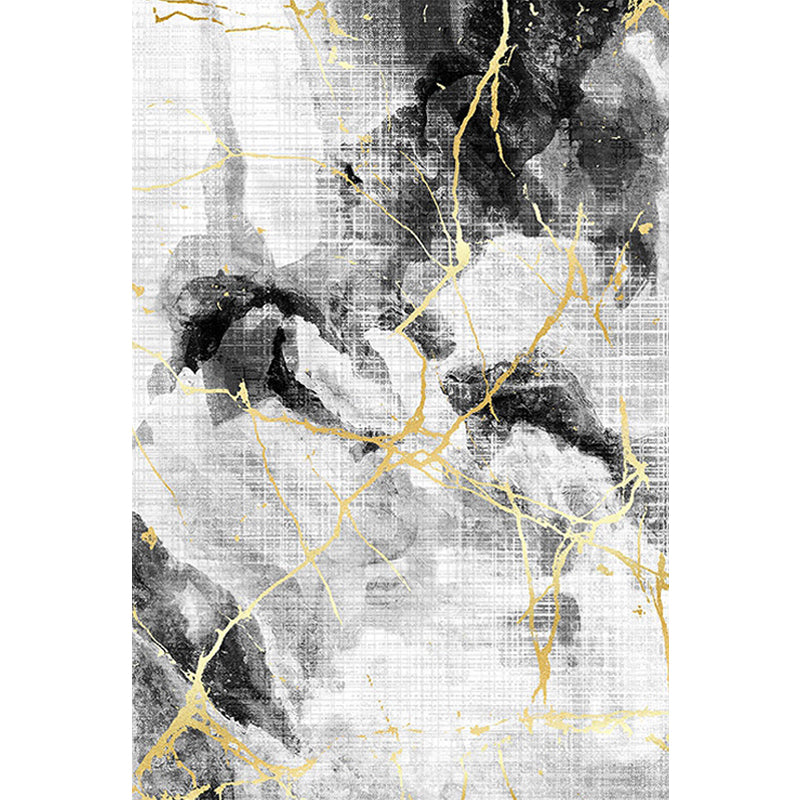 Vivolux | Eunique Abstract Teppich Schwarz Industrie Teppich Polyester Maschinenwaschbar Rutschfest Haustierfreundlicher Teppich für Wohnzimmer