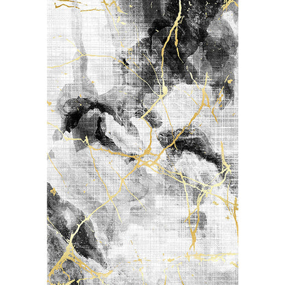 Vivolux | Eunique Abstract Teppich Schwarz Industrie Teppich Polyester Maschinenwaschbar Rutschfest Haustierfreundlicher Teppich für Wohnzimmer