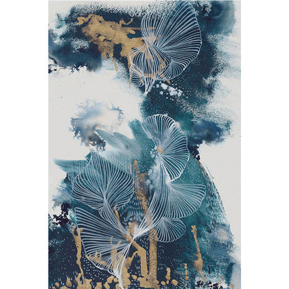 Vivolux | Blauer Modernismus Teppich Polyester Wirbel Gestreift und Aquarell Muster Teppich Haustierfreundlich Waschbar Rutschfester Teppich für Schlafzimmer